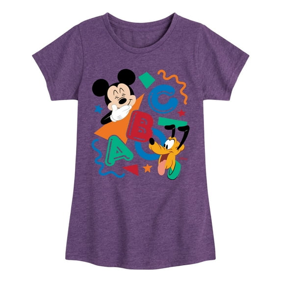 Disney - ABC Mickey Pluto - Girls Toddler And Toddler And Youth Fitted Short Sleeve Graphic T-Shirt