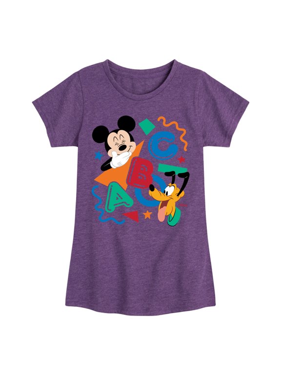 - ABC Mickey Pluto - Girls Toddler And Toddler And Youth Fitted Short Sleeve Graphic T-Shirt