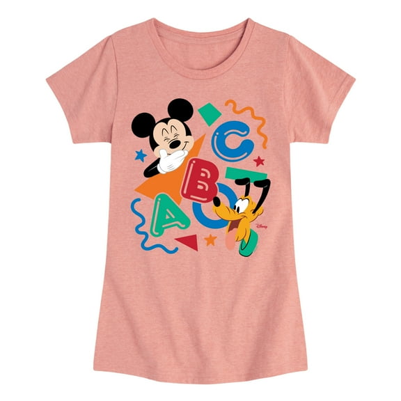 Disney - ABC Mickey Pluto - Girls Toddler And Toddler And Youth Fitted Short Sleeve Graphic T-Shirt