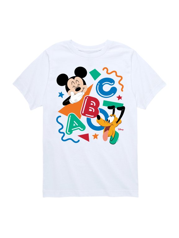 - Alphabet Mickey and Pluto Boys' Short Sleeve Graphic T-Shirt