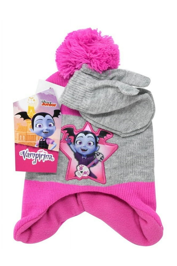 Accessories Vampirina Little Girls Winter Hat and Glove Set - Pom Pom Winter Hat and Gloves for Girls, Warm Soft Knit Winter Accessories, Kids Beanie and Mitten Gloves Set Warm for Cold Season