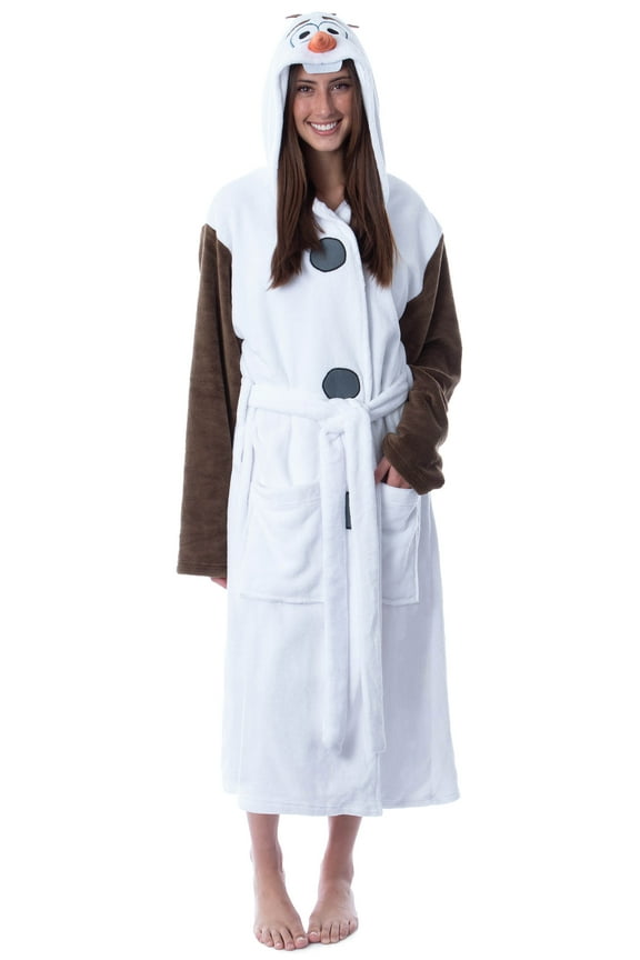 Disney Adult Frozen Snowman Olaf Costume Robe Hooded Bathrobe