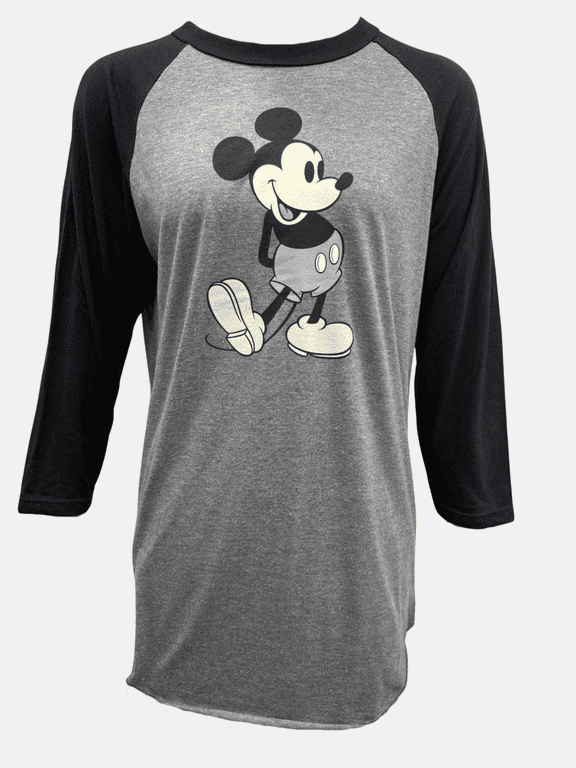 Mickey Mouse Unisex Baseball Tee with ¾ Length Two Tone Sleeves, Sizes S-XXL
