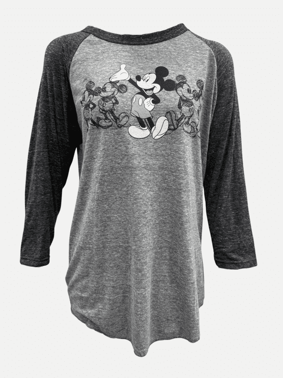 Mickey Mouse Sketches Unisex Baseball Tee with ¾ Length Two Tone Sleeves, Sizes S-XXL