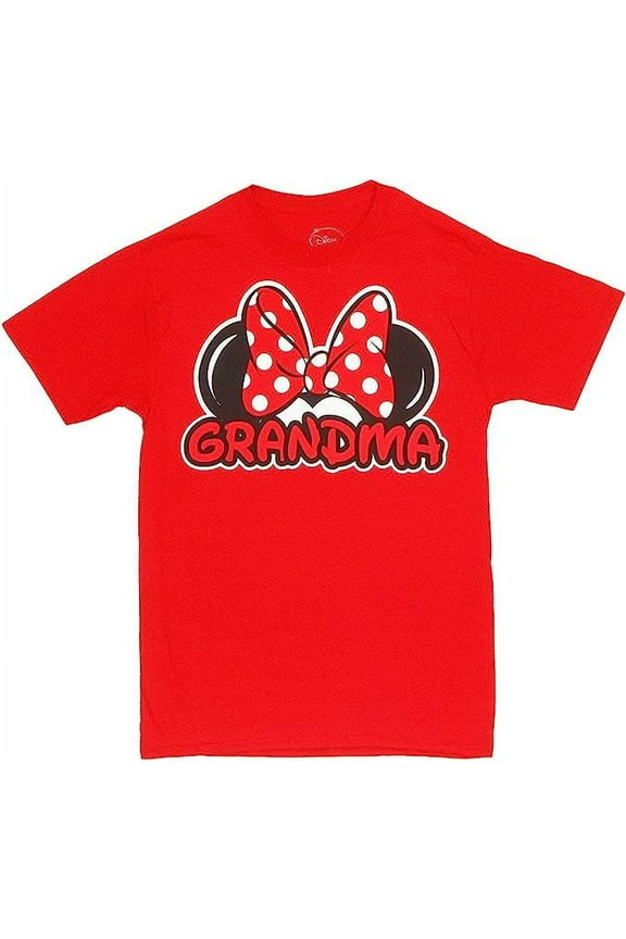 Adults Mickey Mouse Grandma Fan Red Small T-Shirt