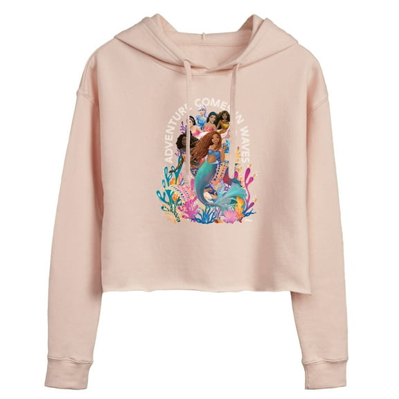 Disney - Adventure Comes In Waves - Juniors Cropped Pullover Hoodie