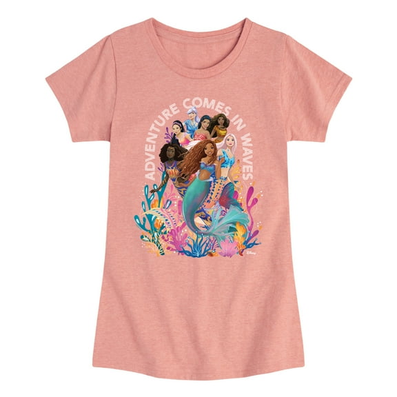 Disney - Adventure Comes In Waves - Toddler & Youth Girls Short Sleeve Graphic T-Shirt