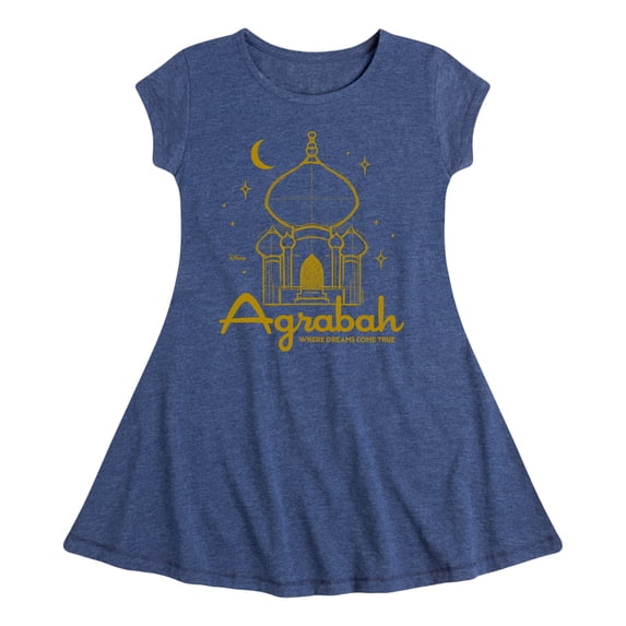 Disney - Agrabah Girls' Fit & Flair Cap Sleeve Graphic Dress