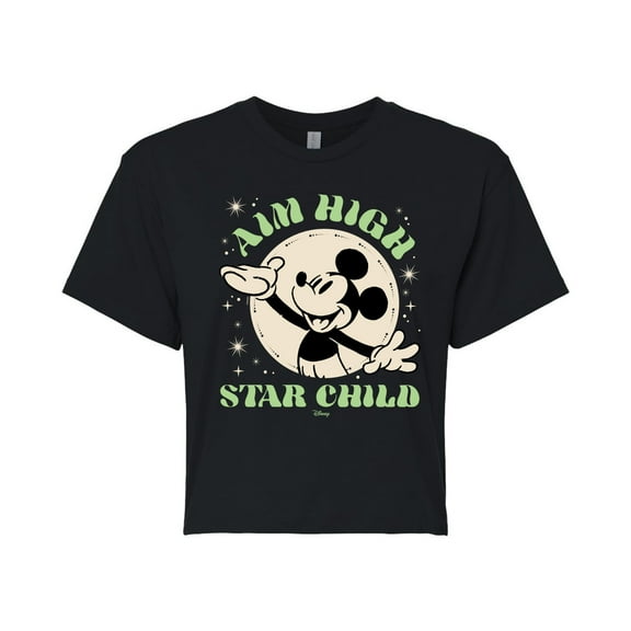 Disney - Aim High Star Child - Juniors Cropped Cotton Blend T-Shirt