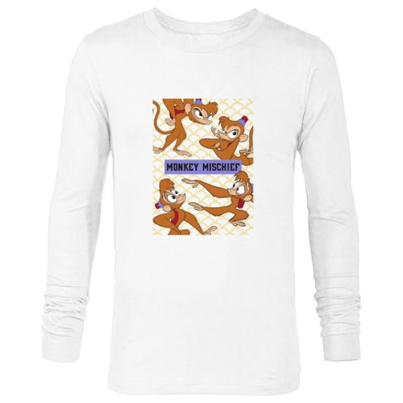 Disney Aladdin Abu Monkey Mischief - Long Sleeve T-Shirt for Men - Customized-White