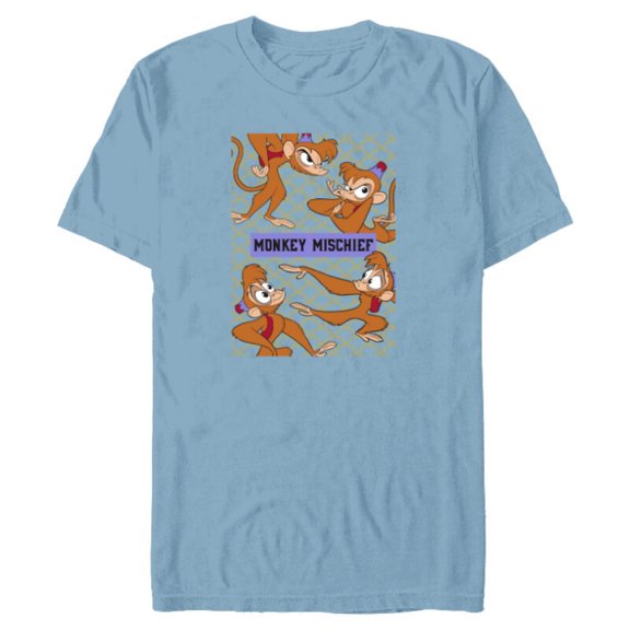 Disney Aladdin Abu Monkey Mischief - Short Sleeve Blended T-Shirt for Adults - Customized-Ocean Blue