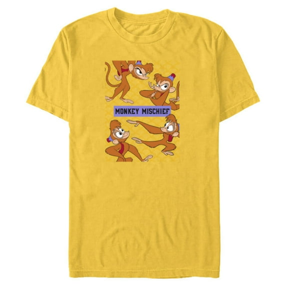 Disney Aladdin Abu Monkey Mischief - Short Sleeve Blended T-Shirt for Adults - Customized-Yellow
