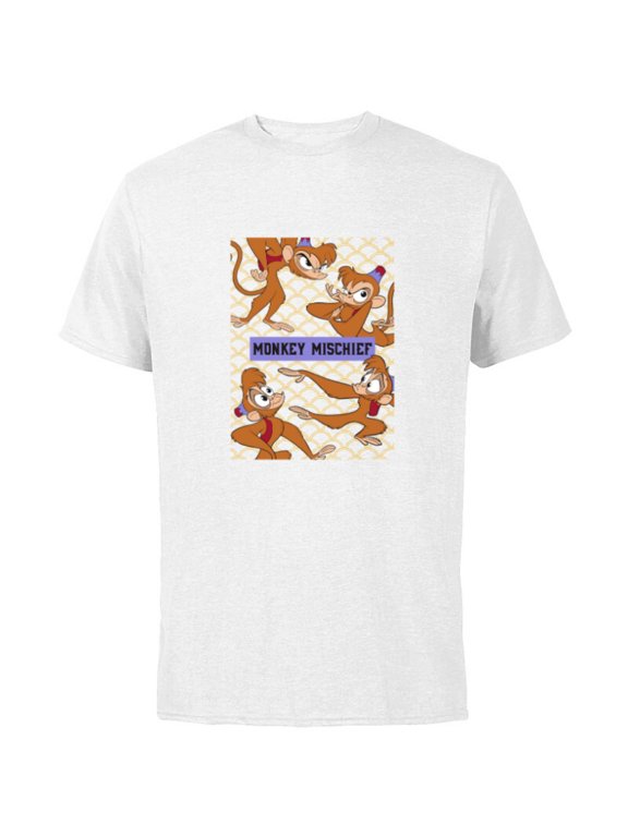 Aladdin Abu Monkey Mischief - Short Sleeve Cotton T-Shirt for Adults - Customized-White