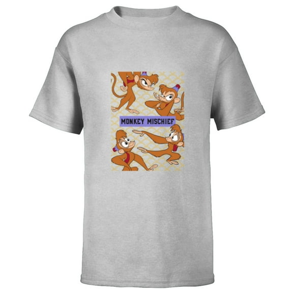 Disney Aladdin Abu Monkey Mischief - Short Sleeve T-Shirt for Kids - Customized-Athletic Heather