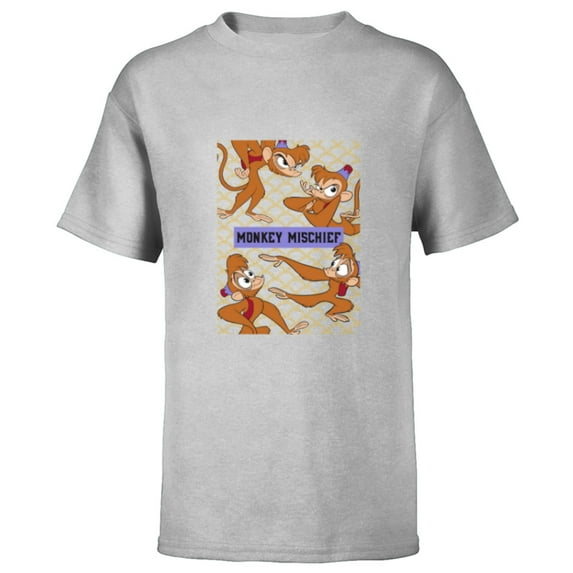 Disney Aladdin Abu Monkey Mischief - Short Sleeve T-Shirt for Kids - Customized-Athletic Heather