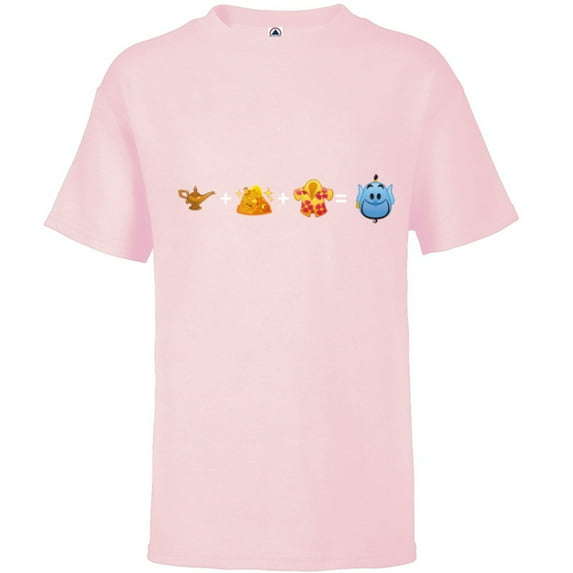 Disney Aladdin Genie Emoji Code Formula - Short Sleeve T-Shirt for Kids - Customized-Soft Pink