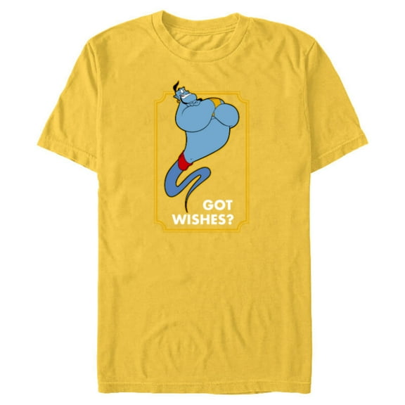 Disney Aladdin Genie Got Wishes Men's - Short Sleeve Blended T-Shirt for Adults - Customized-Yellow