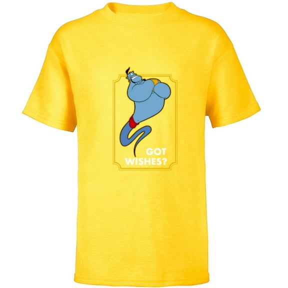 Disney Aladdin Genie Got Wishes Men's - Short Sleeve T-Shirt for Kids - Customized-Yellow