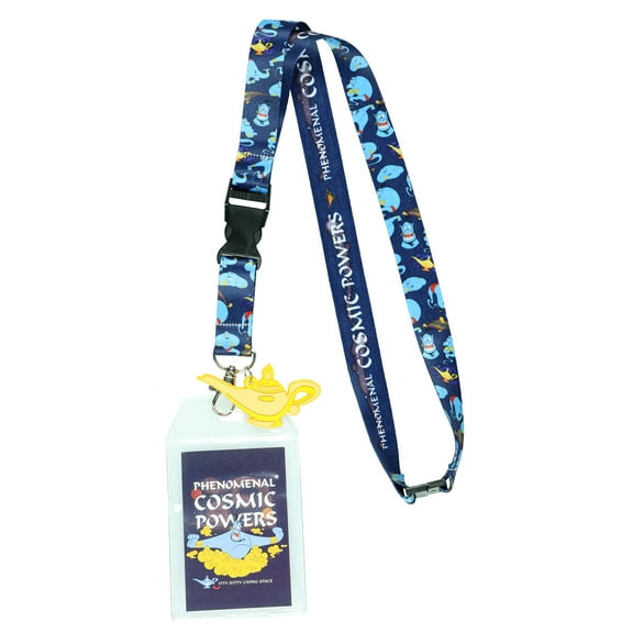 Disney Aladdin Genie Let's Make Some Magic Lanyard with Clear ID Badge Holder with 2" Rubber Magic Lamp Charm