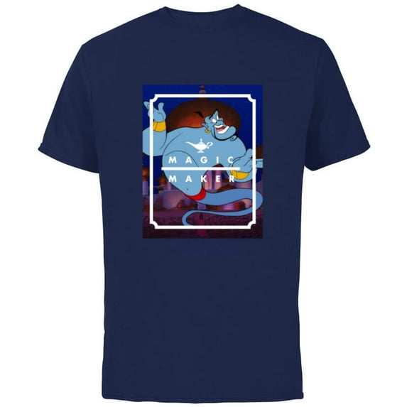 Disney Aladdin Genie Magic Maker - Short Sleeve Cotton T-Shirt for Adults - Customized-Navy