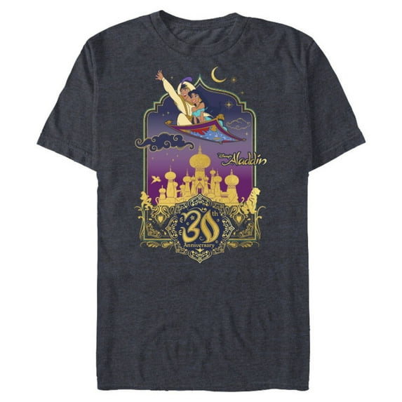Disney Aladdin Jasmine Magic Carpet Ride 30th Anniversary - Short Sleeve Blended T-Shirt for Adults - Customized-Navy Heather