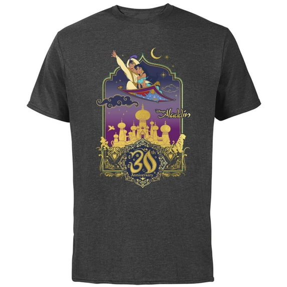 Disney Aladdin Jasmine Magic Carpet Ride 30th Anniversary - Short Sleeve Cotton T-Shirt for Adults - Customized-Charcoal