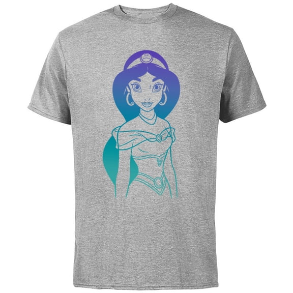 Disney Aladdin Princess Jasmine Gradient Sketch T-Shirt - Short Sleeve Cotton T-Shirt for Adults - Customized-Athletic Heather