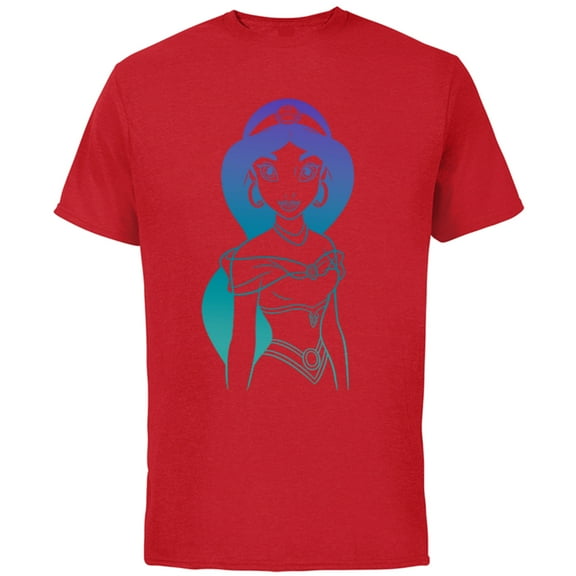 Disney Aladdin Princess Jasmine Gradient Sketch T-Shirt - Short Sleeve Cotton T-Shirt for Adults - Customized-Red