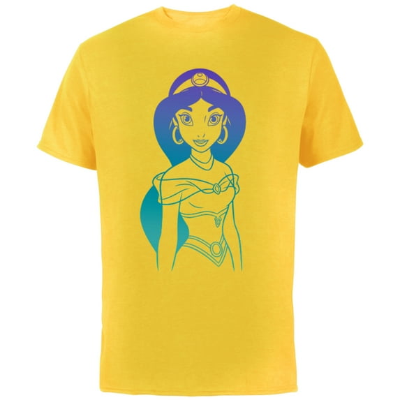 Disney Aladdin Princess Jasmine Gradient Sketch T-Shirt - Short Sleeve Cotton T-Shirt for Adults - Customized-Yellow