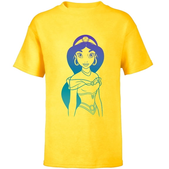 Disney Aladdin Princess Jasmine Gradient Sketch T-Shirt - Short Sleeve T-Shirt for Kids - Customized-Yellow