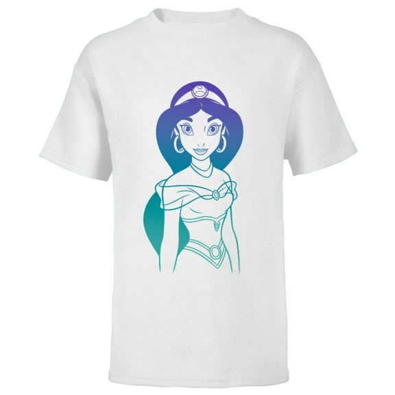 Disney Aladdin Princess Jasmine Gradient Sketch T-Shirt - Short Sleeve T-Shirt for Kids - Customized-White