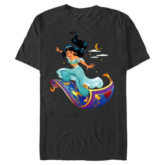 Disney Aladdin Princess Jasmine Magic Carpet Pose T-Shirt- Short Sleeve Blended T-Shirt for Adults - Customized-Dark Heather