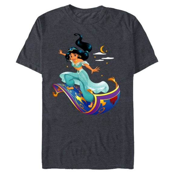 Disney Aladdin Princess Jasmine Magic Carpet Pose T-Shirt- Short Sleeve Blended T-Shirt for Adults - Customized-Navy Heather