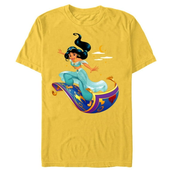 Disney Aladdin Princess Jasmine Magic Carpet Pose T-Shirt- Short Sleeve Blended T-Shirt for Adults - Customized-Yellow