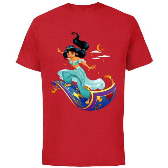 Disney Aladdin Princess Jasmine Magic Carpet Pose T-Shirt - Short Sleeve Cotton T-Shirt for Adults - Customized-Red