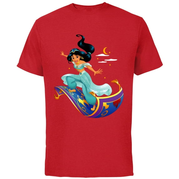 Disney Aladdin Princess Jasmine Magic Carpet Pose T-Shirt - Short Sleeve Cotton T-Shirt for Adults - Customized-Red
