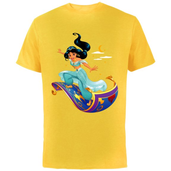 Disney Aladdin Princess Jasmine Magic Carpet Pose T-Shirt - Short Sleeve Cotton T-Shirt for Adults - Customized-Yellow