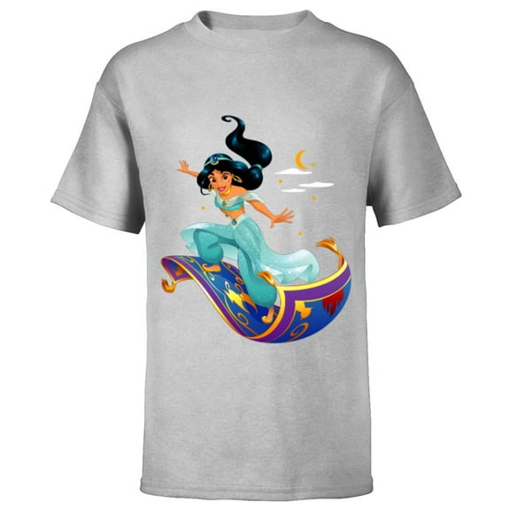 Disney Aladdin Princess Jasmine Magic Carpet Pose T-Shirt - Short Sleeve T-Shirt for Kids - Customized-Athletic Heather