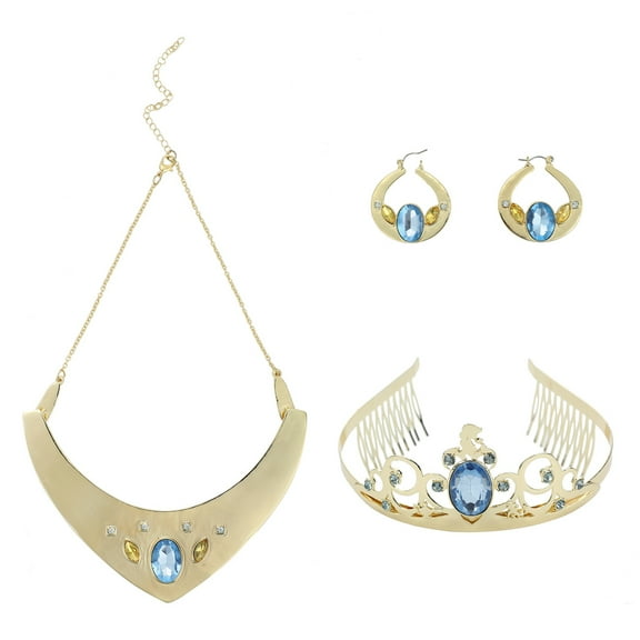 Disney Aladdin Princess Jasmine Tiara 3-Piece Earrings, Necklace and Crown Set