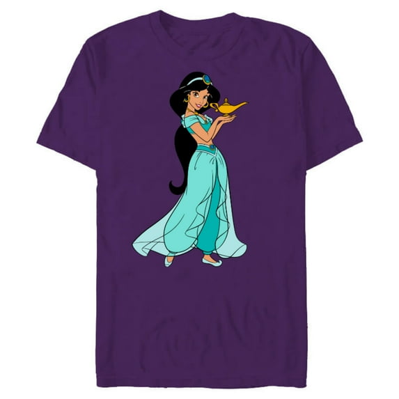 Disney Aladdin Princess Jasmine and Magic Lamp 90s T-Shirt- Short Sleeve Blended T-Shirt for Adults - Customized-Purple