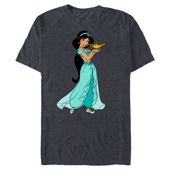 Disney Aladdin Princess Jasmine and Magic Lamp 90s T-Shirt- Short Sleeve Blended T-Shirt for Adults - Customized-Navy Heather