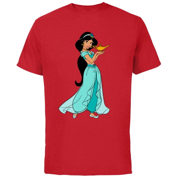 Disney Aladdin Princess Jasmine and Magic Lamp 90s T-Shirt - Short Sleeve Cotton T-Shirt for Adults - Customized-Red
