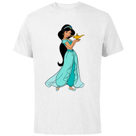 Disney Aladdin Princess Jasmine and Magic Lamp 90s T-Shirt - Short Sleeve Cotton T-Shirt for Adults - Customized-White