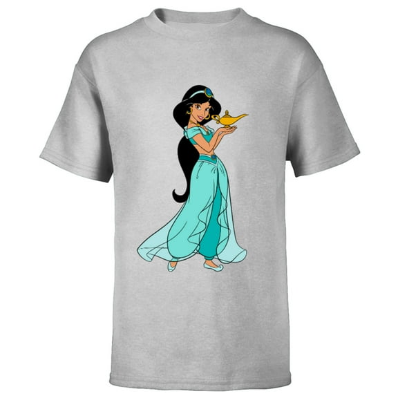 Disney Aladdin Princess Jasmine and Magic Lamp 90s T-Shirt - Short Sleeve T-Shirt for Kids - Customized-Athletic Heather