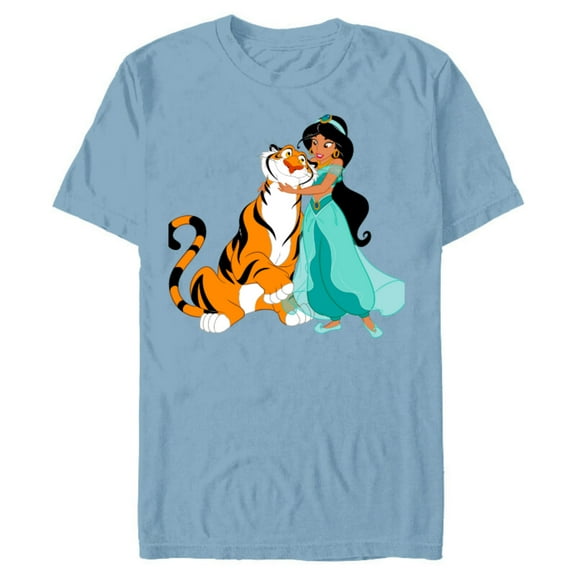 Disney Aladdin Princess Jasmine and Rajah Friends T-Shirt- Short Sleeve Blended T-Shirt for Adults - Customized-Ocean Blue
