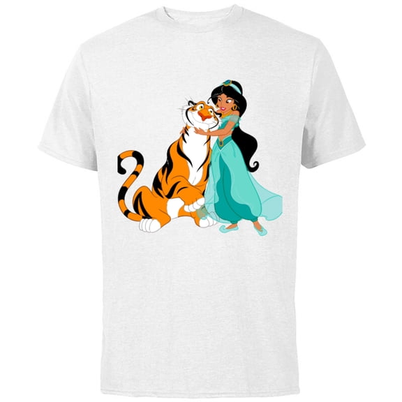 Disney Aladdin Princess Jasmine and Rajah Friends T-Shirt - Short Sleeve Cotton T-Shirt for Adults - Customized-White