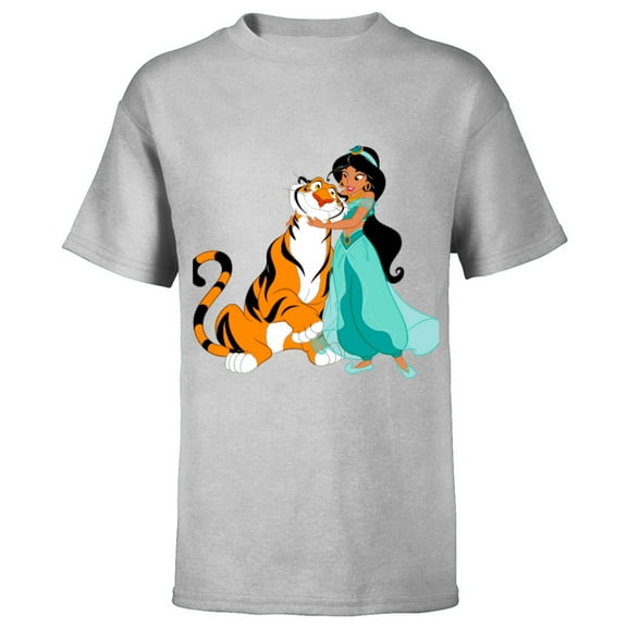 Disney Aladdin Princess Jasmine and Rajah Friends T-Shirt - Short Sleeve T-Shirt for Kids - Customized-Athletic Heather