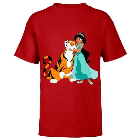 Disney Aladdin Princess Jasmine and Rajah Friends T-Shirt - Short Sleeve T-Shirt for Kids - Customized-Red