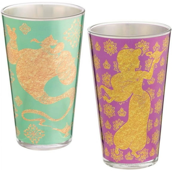 Disney Aladdin Set of 2 Collectible Pint Glasses 16 oz