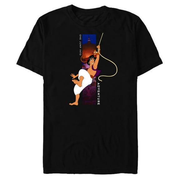 Disney Aladdin and Abu One Jump Into Adventure T-Shirt- Short Sleeve Blended T-Shirt for Adults - Customized-Black Snow Heather